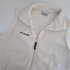 Columbia Women's Fleece Vest Cream White Zip Up Pockets Size M